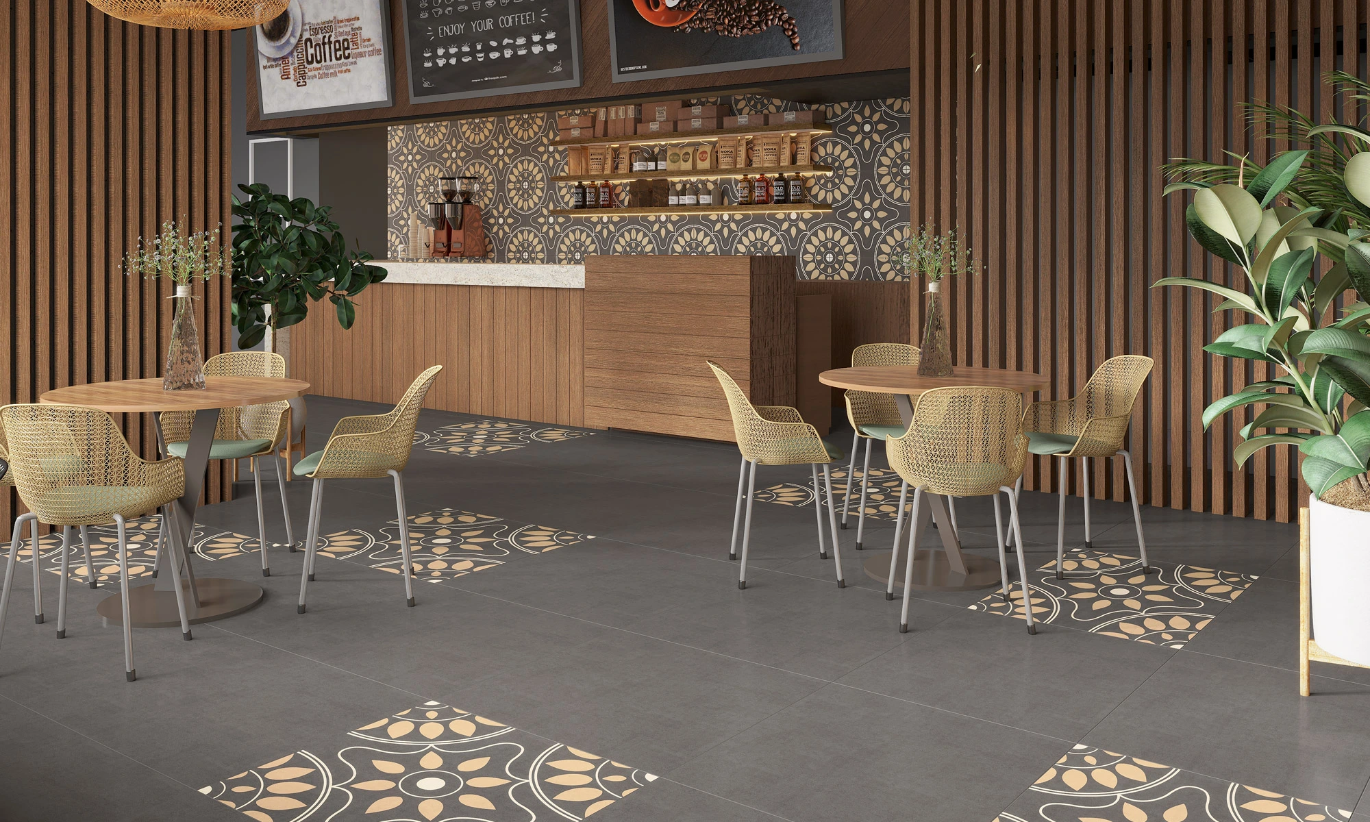 Wood and Tile Floor